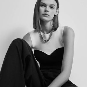 Zara Combination Knit Top Black/White